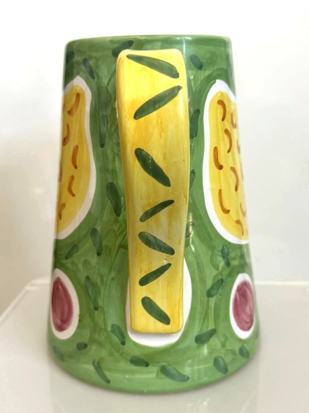 Vintage Sberna Deruta Italy Ceramic Lemon Pitcher Hand Painted Pottery Vase Jug - Picture 4 of 10